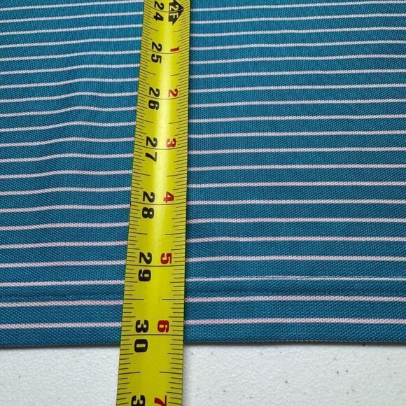 Crown & Ivy Shirt Mens Large Blue Pink Striped Long Sleeve Golf Polo Preppy Camp - Picture 11 of 12